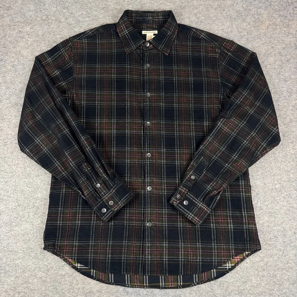Carbon 2 Cobalt Button Up Corduroy Shirt Long Sleeve Plaid Cotton Mens Medium M